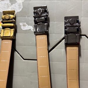 Classic Tan Leather Men's Belt with Gloss Black Buckle